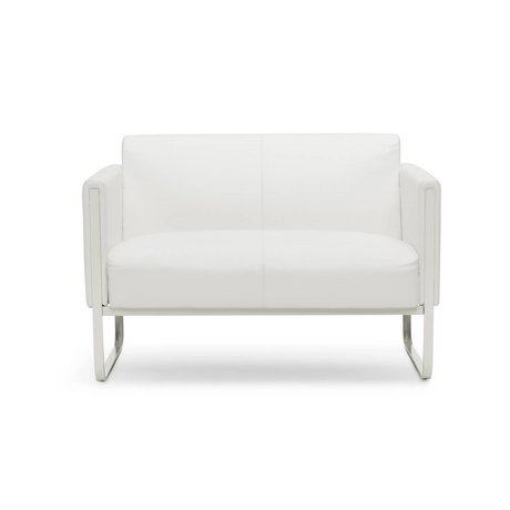 Vit loungesoffa ARUBA som tvåsitssoffa med silverfärgad metallram från hjh OFFICE