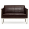 Brun loungesoffa ARUBA som tvåsitssoffa med silverfärgat metallstativ från hjh OFFICE