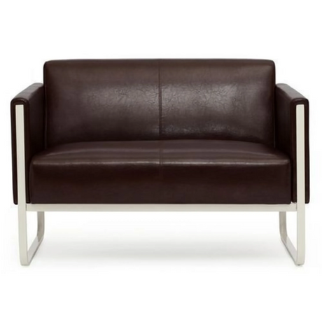 Brun loungesoffa ARUBA som tvåsitssoffa med silverfärgat metallstativ från hjh OFFICE