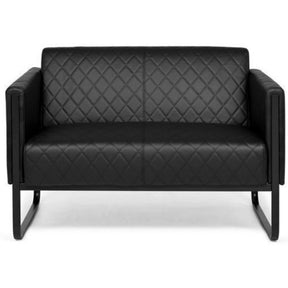 Svart loungesoffa ARUBA BLACK som tvåsitssoffa med rutstygning och medar från hjh OFFICE