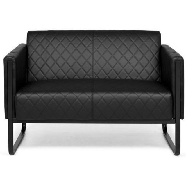 Svart loungesoffa ARUBA BLACK som tvåsitssoffa med rutstygning och medar från hjh OFFICE