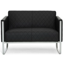 Svart ARUBA STEP Loungesoffa som tvåsitssoffa med rombstikningar och silverfärgat metallstativ från hjh OFFICE
