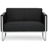 Svart ARUBA STEP Loungesoffa som tvåsitssoffa med rombstikningar och silverfärgat metallstativ från hjh OFFICE