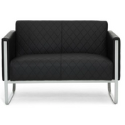 Svart ARUBA STEP Loungesoffa som tvåsitssoffa med rombstikningar och silverfärgat metallstativ från hjh OFFICE