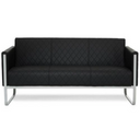 Svart loungesoffa ARUBA STEP som tresitssoffa med rombstickningar och silverfärgat metallstativ från hjh OFFICE
