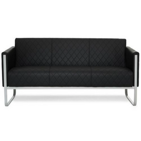 Svart loungesoffa ARUBA STEP som tresitssoffa med rombstickningar och silverfärgat metallstativ från hjh OFFICE