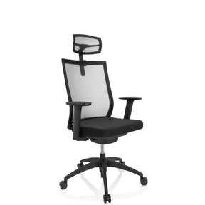 Svart Professionell kontorsstol ASPEN PRO med nätryggstöd och nackstöd från hjh OFFICE