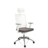 Professionell kontorsstol ASPEN WHITE PRO i grått och vitt med nätrygg och nackstöd från hjh OFFICE