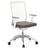 Professionell kontorsstol ASPEN WHITE i grått och vitt med nätrygg och blankt stjärnfot från hjh OFFICE