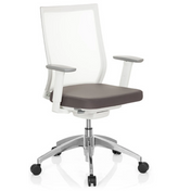 Professionell kontorsstol ASPEN WHITE i grått och vitt med nätrygg och blankt stjärnfot från hjh OFFICE