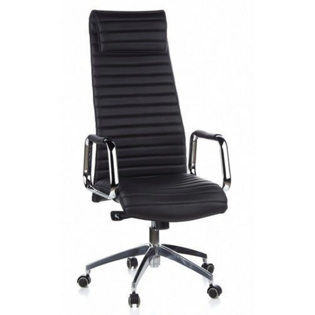 Luxus-Chefsessel ASPERA 20 mit schwarzem Bezug, Quersteppung und verchromten Armlehnen von hjh OFFICE