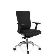 Professionell kontorsstol ASTRA BASE med svart tygklädsel och blankt underrede från hjh OFFICE