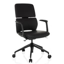 Svart Professionell kontorsstol ATMOS DESIGNER med läderklädsel, armstöd och fem hjul från hjh OFFICE