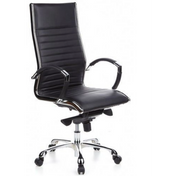Profi-Chefsessel PARMA 20 mit schwarzem Kunstlederbezug und glänzenden Chromelementen von hjh OFFICE