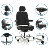 XXL snurrstol 24 HOURS F i svart läder med olika inställningsmöjligheter från hjh OFFICE