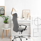 Grå ARTON 40 Home Office kontorsstol med armstöd och hjul vid ett vitt skrivbord från hjh OFFICE