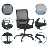 Home Office kontorsstol PRESTON i svart med olika detaljvyer av funktioner och komponenter från hjh OFFICE
