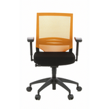 Svart-orange Professionell kontorsstol PORTO BASE med nätrygg och femhjulig fotkorsbas från hjh OFFICE – 360-gradersvy (framifrån 0°)