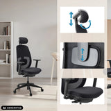 Justerbart nackstöd och svankstöd på den professionella kontorsstolen Skandis Pro från hjh OFFICE (AI-genererad bild)