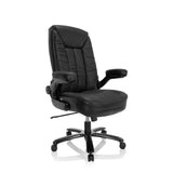 Svart XXL snurrstol INSTRUCTOR III i läder med stjärnfot och fem hjul från hjh OFFICE – 360-gradersvy (snett framifrån 40°)