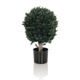 Grön Konstgjorda växter BUXUS i form av ett klotformat träd med svart kruka från hjh OFFICE – 360-gradersvy (sidoprofil 90°)