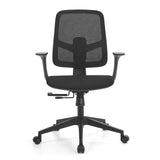 Svart Home Office kontorsstol Malio med nätrygg och femhjulig stjärnfot från hjh OFFICE – 360-gradersvy (framifrån 0°)