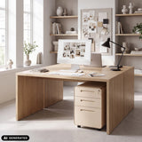 Beige metall COLOR PLUS I rullcontainer med tre lådor under ett skrivbord från hjh OFFICE (AI-genererad bild)