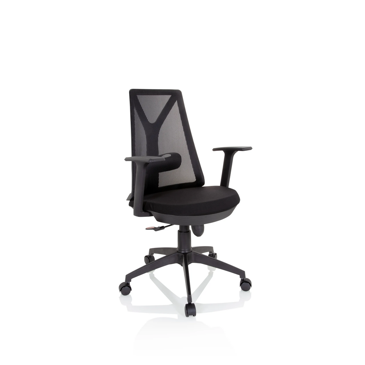 Svart Home Office kontorsstol FALUN BASIC med nätrygg och femhjulig fotkorsbas från hjh OFFICE – 360-gradersvy (snett framifrån 40°)