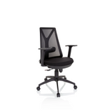 Svart Home Office kontorsstol FALUN BASIC med nätrygg och femhjulig fotkorsbas från hjh OFFICE – 360-gradersvy (snett framifrån 40°)
