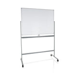 Vit whiteboard MULTIBOARD I med silverfärgat stativ och hjul från hjh OFFICE – 360-gradersvy (framifrån 17°)