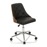 Svart Home Office kontorsstol CENCA med quiltad stoppning och femhjulig bas från hjh OFFICE – 360-gradersvy (snett framifrån 40°)