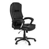 Schwarzer Homeoffice-Bürostuhl RELAX CL120 mit Polsterung und Fußkreuz mit fünf Rollen von MyBuero – 360-Grad-Ansicht (schräge Frontansicht 60°)