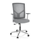 Grå Home Office kontorsstol BRETON BASE W med nätrygg och femhjulig stjärnfot från hjh OFFICE – 360-gradersvy (framifrån 20°)