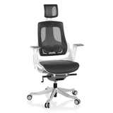 Grå Professionell kontorsstol SPEKTRE med nätrygg och femstjärnigt fotkors med hjul från hjh OFFICE – 360-gradersvy (framifrån 20°)