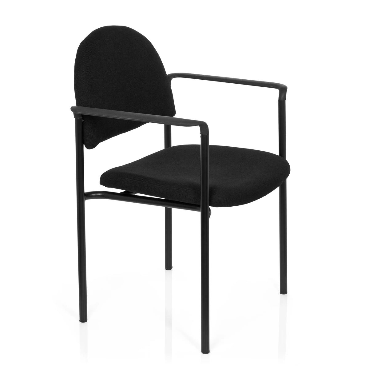 Svart fyrbent stol XT 700 med armstöd och vadderad sits från hjh OFFICE – 360-gradersvy (snett framifrån 60°)