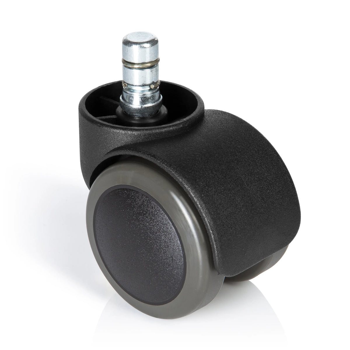 Svart Stol på hjul 5x ROLO No-Noise 11mm/50mm för hårda golv med silverfärgad metallstift från hjh OFFICE – 360-gradersvy (framifrån 0°)