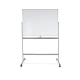 Vit whiteboard MULTIBOARD I med silverfärgat stativ och hjul från hjh OFFICE – 360-gradersvy (framifrån 0°)