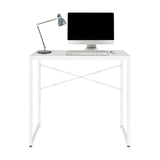 Vitt skrivbord EASY UP H I med X-formad stagning och tillbehör från hjh OFFICE