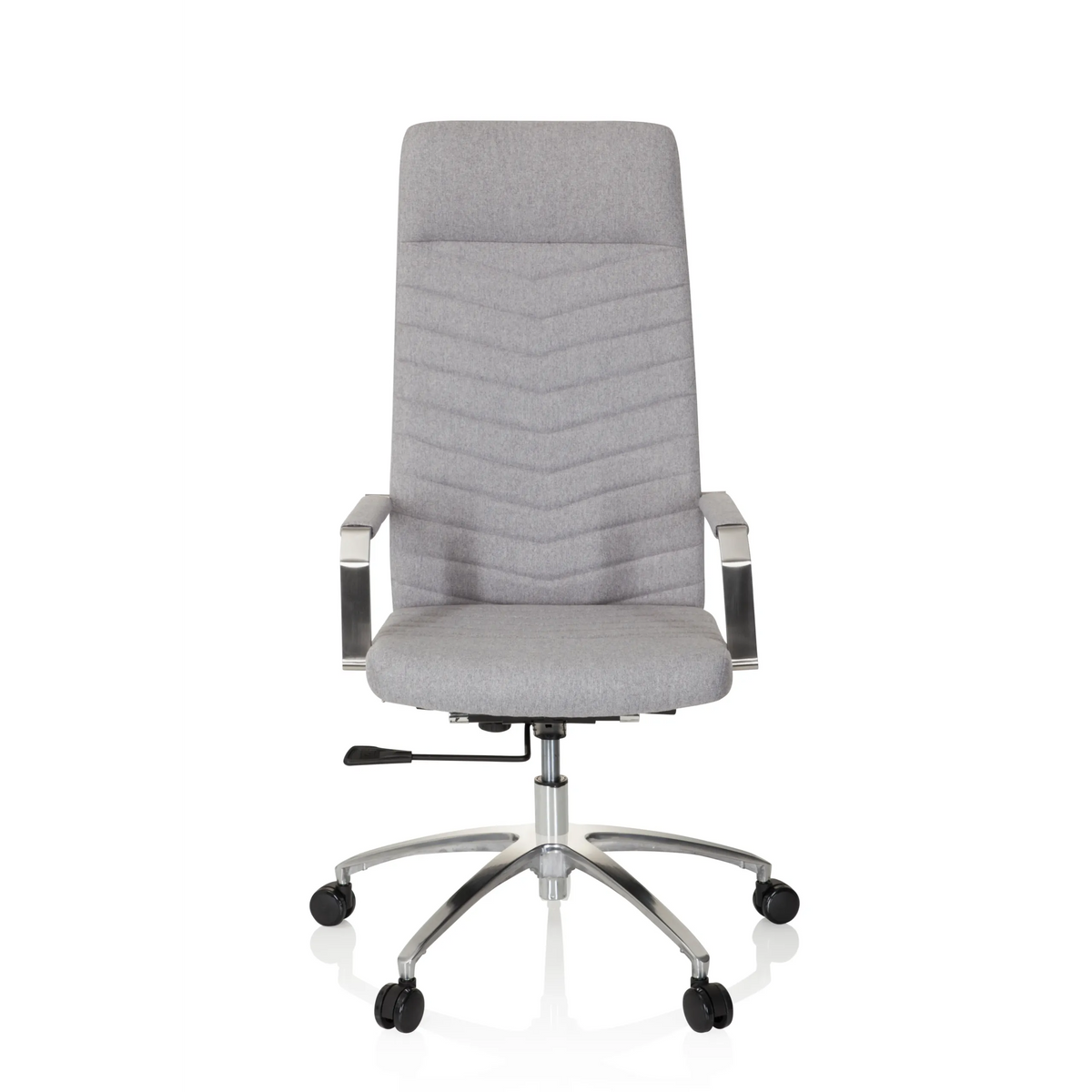 Ljusgrå Home Office kontorsstol SARANTO PLUS med armstöd och femhjulig fotkorsbas från hjh OFFICE – 360-gradersvy (framifrån 0°)