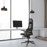 Gråsvart Professionell kontorsstol SPEKTRE BLACK med nätryggstöd och hjul från hjh OFFICE