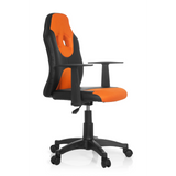 Svart-orange Snurrstol för barn KID GAME AL med nätrygg och femhjulig fotkorsbas från hjh OFFICE – 360-gradersvy (snett framifrån 60°)