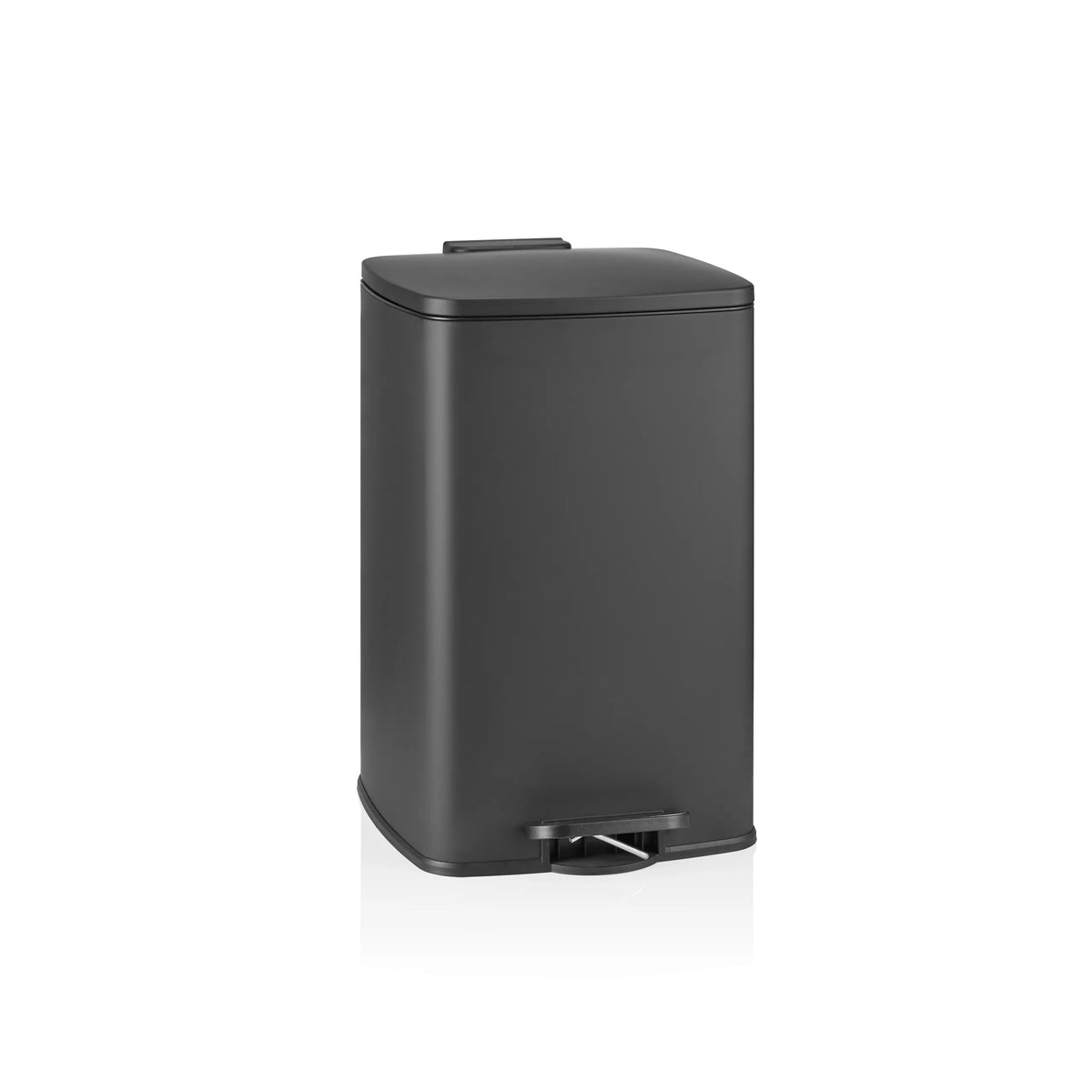 Svart papperskorg Clean Step 3 med lock och fotpedal från hjh OFFICE – 360-gradersvy (framifrån 15°)