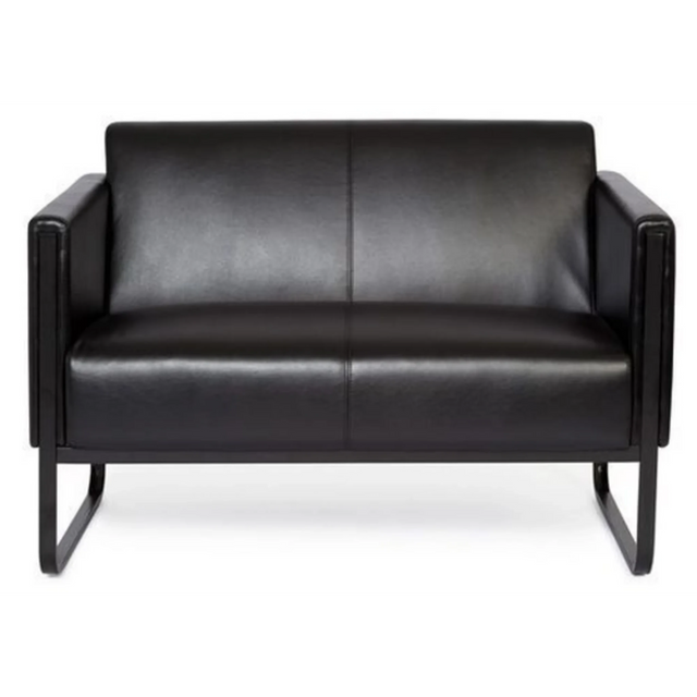 Svart Loungesoffa BALI BLACK som tvåsitssoffa med slät klädsel och medar i metall från hjh OFFICE