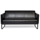 Svart loungesoffa BALI BLACK som tresitssoffa med läderklädsel och metallstomme från hjh OFFICE
