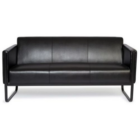 Svart loungesoffa BALI BLACK som tresitssoffa med läderklädsel och metallstomme från hjh OFFICE