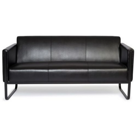 Svart loungesoffa BALI BLACK som tresitssoffa med läderklädsel och metallstomme från hjh OFFICE