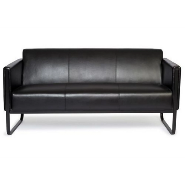 Svart loungesoffa BALI BLACK som tresitssoffa med läderklädsel och metallstomme från hjh OFFICE