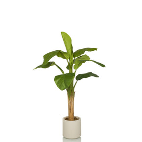 Gröna Konstgjorda växter BANANE I med stora blad i en enkel vit kruka från hjh OFFICE