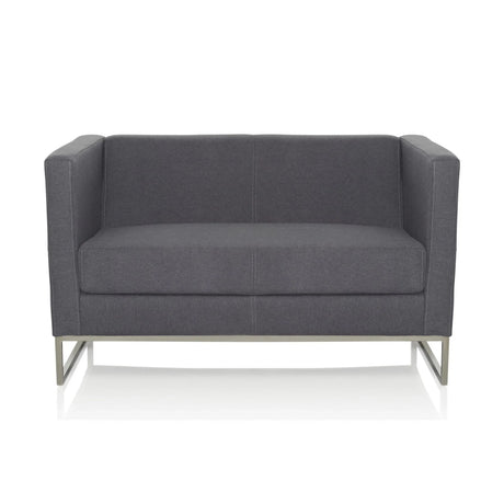 Mörkgrå loungesoffa BARBADOS som tvåsitssoffa med metallstomme från hjh OFFICE