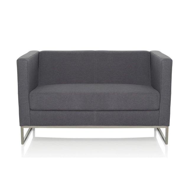 Mörkgrå loungesoffa BARBADOS som tvåsitssoffa med metallstomme från hjh OFFICE
